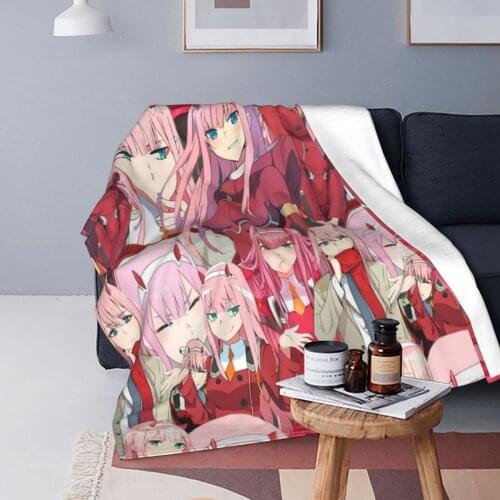 Darling In The Franxx Blankets Flannel Spring/Autumn Manga Japan Multifunction Lightweight Throw Blanket for Bed Bedroom Quilt