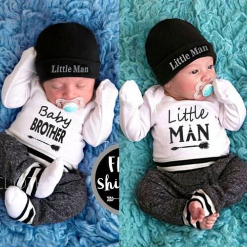 Newborn Infant Baby Boy Little Man Long Sleeve Romper Legging Outfit Set Clothes