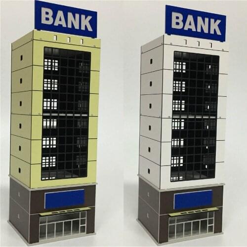 1:150 1:144 N Scale Construction Architectural Model Building Bank ABS Plastic Assembly building For Train Railway Accessories