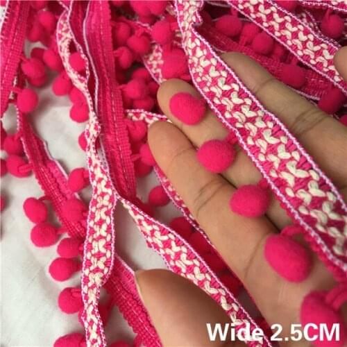 2.5CM Wide Colorful Tassel Lace Collar Neckline Embroidery Ribbon Pompom Trim Clothing Handmade DIY Sewing Materials Accessory