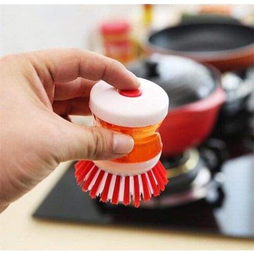 Kitchen Washing Utensils Pot Dish Brush with Washing Up Liquid Soap Dispenser Wash Pot Brush Kitchen Tools