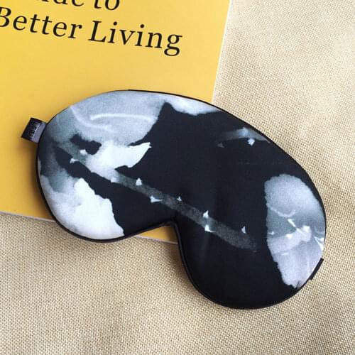 Sleeping Mask Mulberry Silk Black Bottom White Lotus Eyes Mask Soft Breathable Blindfold Headband Eyepatch Night Mask For Rest