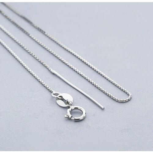 Lo Paulina 925 Silver Jewelry Statement Necklace Box Chain With Silver Needles 0.7mm Wide 40cm/45cm Long Necklace LPC19 Bijoux