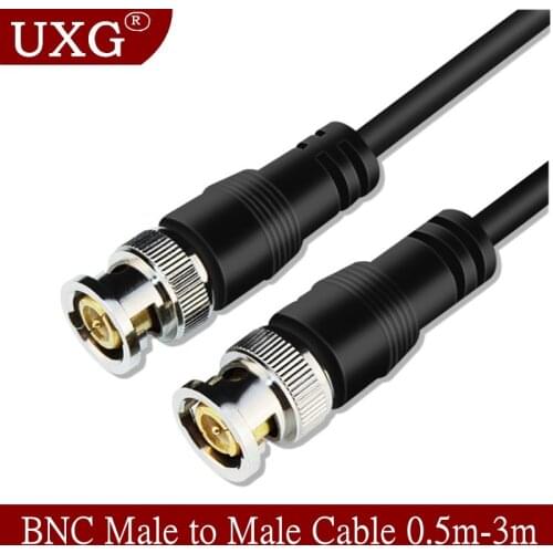 Copper BNC Male To Male Straight Crimp Q9 Head HD Monitor Line Double-head Video Cable 0.5 M 1M 3m Monitoring video jumper Cable