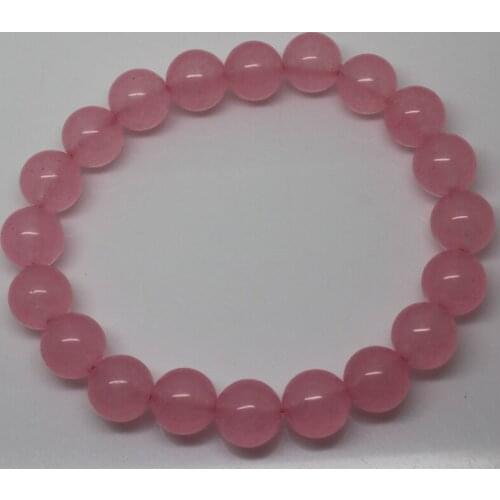 Mini. Order is $7!6-12mm Pink Jades Bracelet Round loose Beads 7.5"