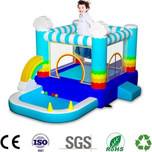 Inflatable Trampoline Children Inflatable Jumping Bounce House for Outdoor Indoor Toys Rainbow Jumping Bed with Ball Pool