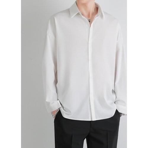 The New Summer Style Minimalism Loose Long Sleeve Shirt Lapel Solid Shirt Top 2021 Casual Autumn Shirt