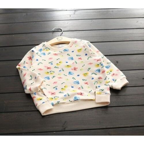New Arrival Baby Girls Fashion Sweatshirts Girls Flowers-print Sweatshirt Kids Long Sleeve Sweatshirts