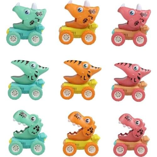 BPA Free Montessori Educational Baby Car Mini Cartoon Car Baby Plastic Friction Car Pull Back Inertia Car Dinosaur Toy