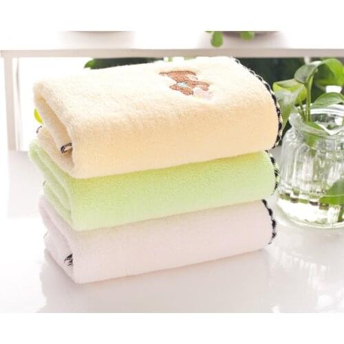 Wholesale Pure cotton untwisted yarn soft childrens towel wrapped embroidered puppy print comfortable towel price for 5pcs