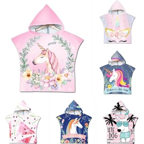 Infant Children Cute Cartoon Hooded Cloak Beach Towel Animal Microfiber Baby Boys Girls Kids Sports Swimming Bath Towel 120x60cm