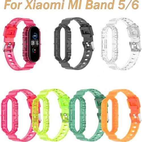 Strap For Xiaomi Mi Band 6 Transparent Silicone Replacement Bracelet For Mi Band 5 Strap Tpu Silicone Strap For Xiaomi Mi Band 6