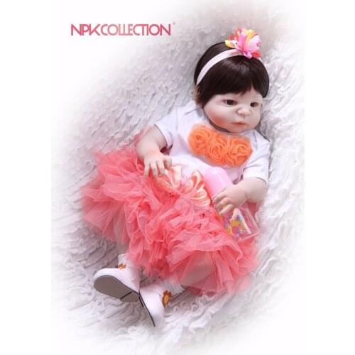 NPK N 57CM Full Body Silicone Girl Reborn Babies Doll Toys Princess Babies Doll Wig Hair Birthday Gift Kids Brinquedos