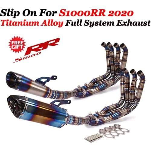 Slip On For BMW S1000RR 2020 2019 Full System Motorcycle Exhaust Escape Titanium Alloy Front Mid Link Pipe Carbon Fiber Muffler