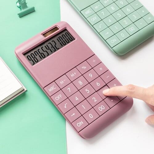 Solid Color Textured Solar Powered Calculator Student Gift School Office Supply 12 Digit Calculators