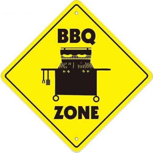 Funny Warning Bbq Crossing Zone Car Stickers Cartoon Logo Vinyl for Truck RV VAN Fine Decal Auto Accessories JDM,13cm*12cm