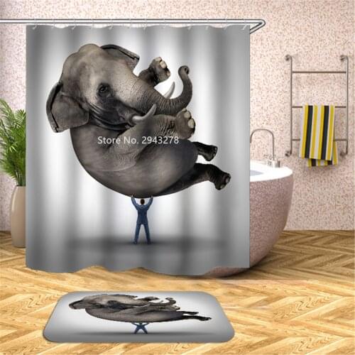 Swan Dog Pattern Cute Animal Shower Curtain Waterproof and Mildewproof Washable with Hook Home Bathroom Decoration Color Print