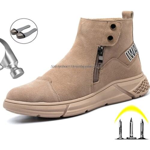 Safety Shoes Mens Working Boots Steel Toe Shoes For Men Anti-Puncture Boots Indestructible Work Sneaker Male Work Shoes Outdoor
