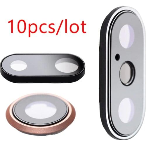 10pcs/lot Back Rear Camera Glass Lens Ring Cover For iPhone X 7 8 6 Plus With Frame Holder Replacement Parts