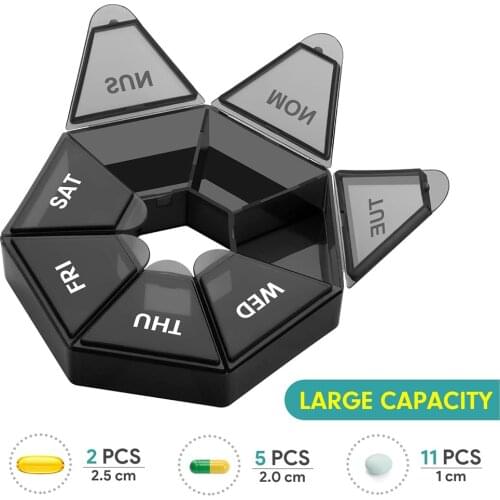 2Pcs/set 7 Grid Pill Case Plastic Tablet Candy Box Portable Storage Tablet Holder Travel Organizer Pill Dispenser Container