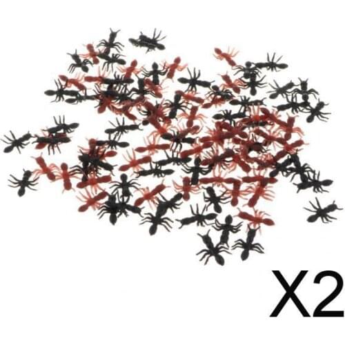 2x100 Piece Plastic Fake Ants Model Figure Set Kids Toy Party Favors Mixed