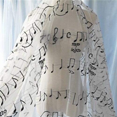 3Y/lot white music score lace fabric wedding dress performance accessories DIY