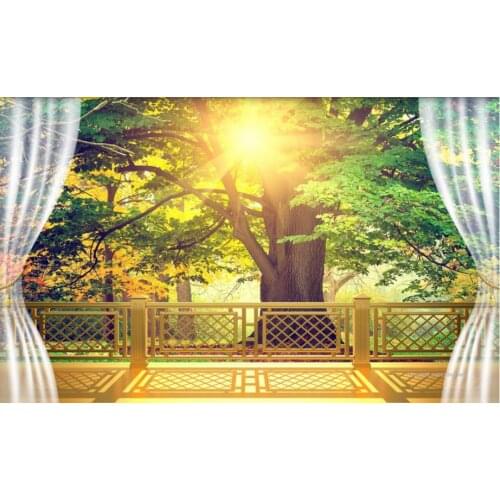 3D Wallpaper Golden balcony woods sunlight 3d wall murals wall papers home decor 3d murales 3d for bathroom TV backdrop