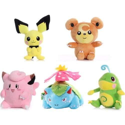 5 Styles 27-40cm Pokemon Clefairy Teddiursa Politoed Pichu Venusaur Plush Toys Dolls Kawaii Stuffed Peluches Gifts for Kids