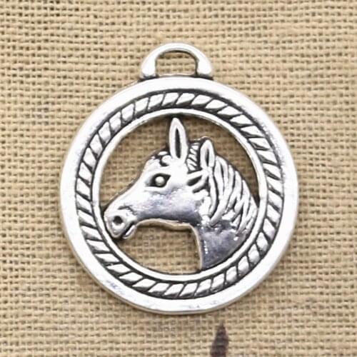 6pcs Charms Circle Horse Head 29x25mm Handmade Pendant Making fit,Vintage TibetanBronze,DIY For Bracelet Necklace
