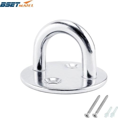 8mm Stainless Steel 304 Round Pad Eye Plate Staple Ring Hook Hardware Shade Sail Sailboat Kayaking Canoe Boat Yacht Yoga