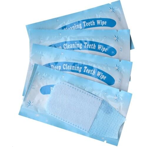 AZDENT 50/100 pieces Teeth Whitening Textured Finger Teeth Wipes Brush Ups Dental Clean Pre/Post Whitening for Tooth Cleaning