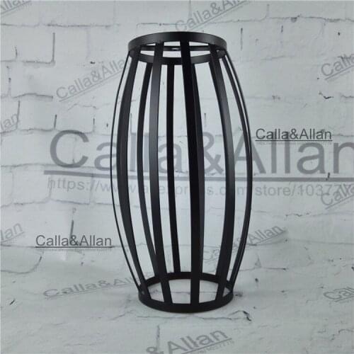 Free shipping M10 hole lamp shade D90mmX240 iron cage edison lamp shade DIY black iron house shade for lighting