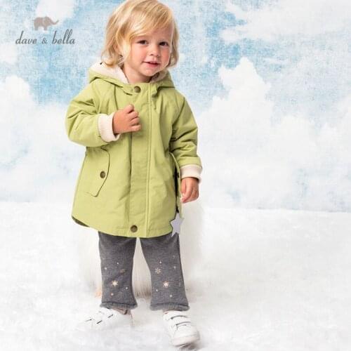 DB8886-A dave bella winter baby unisex fashion stars pockets hooded coat children tops infant toddler outerwear