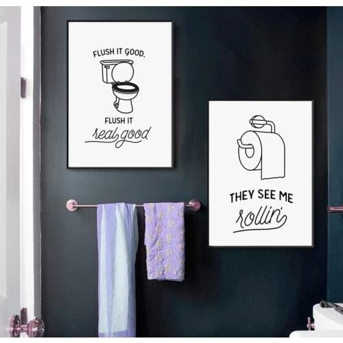 Bathroom Decor Canvas Painting Minimalist Quote Wall Art Letters Posters and Prints for Bedroom Frameless Nordic Wc Decor