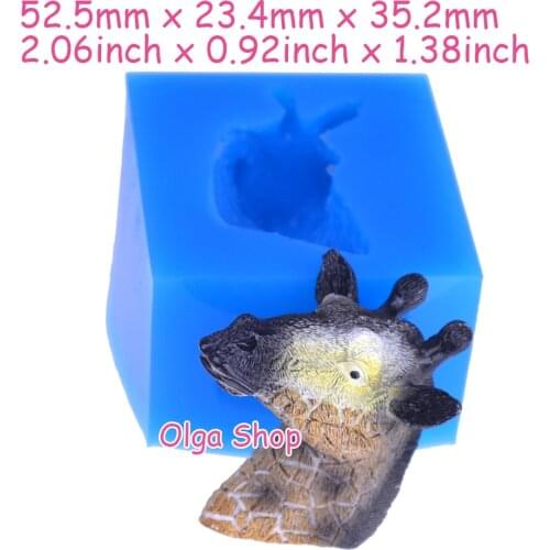 DYL321 52.5mm x 23.4mm x 35.2mm Giraffe Head Silicone Mold Fondant Cake Decoration Candy Resin Clay Earrings Necklace Craft Soap