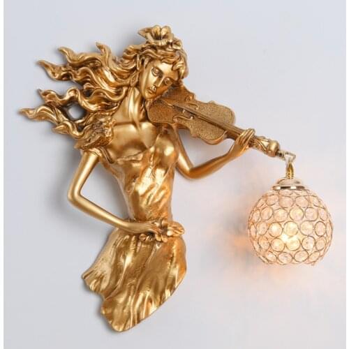 European Style Resin Wall Lamp for Living Room American Retro Home Corridor Aisle Creative Resin Wall Light Indoor Lighting