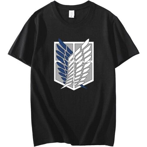 Attack on the giant T-shirt anime top T-shirt summer mens short-sleeved T-shirt 100% pure cotton simple street Harajuku style