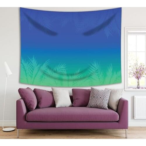 Tapestry Tropical Sunset Colorful Palm Tree Leaves Summer Beach Holidays Exotic Floral Artwork Blue Green