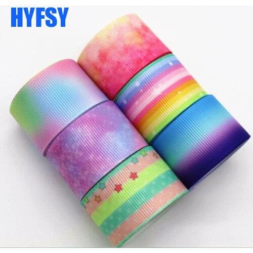 Hyfsy 10002 gradient color ribbon 10 yards 25mm DIY hair bow materials gift packaging Grosgrain ribbons