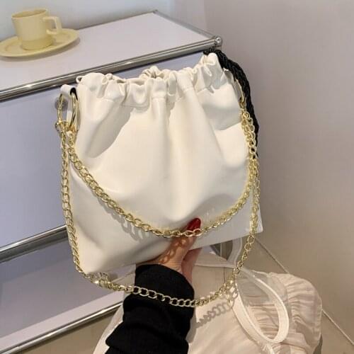 Fashion Drawstring Bucket Bags For Women 2021 Chain Messenger Bags Pu Leather Shoulder Crossbody Bag Female Purses and Handbags