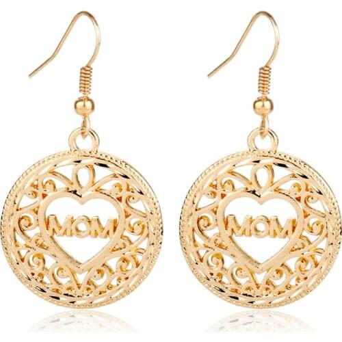 MQCHUN Fashion Simple Romantic Jewelry Hollow Big Gold Color Heart Letter logo MoM for Women Gifts -15