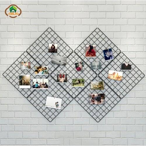 Msjo Wall Organizer Iron Metal Mesh Storage Shelf Organizer Rack DIY Photos Home Wall Mounted Type Decorative Storage Holders