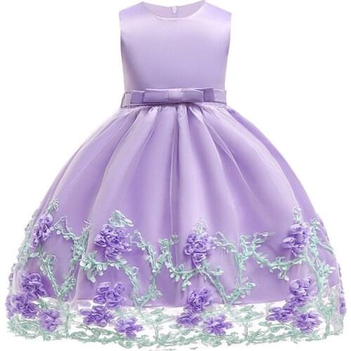Princess Girl Party Dresses Flower Petals Bow Wedding Dress for Christmas Kids Birthday Clothes 2-10 Years