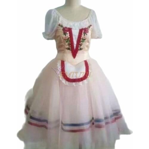 Charming Peasant Romantic Tutu Professional Ballet Long Tutu Peach Pink Repertoire Variations Giselle Ballet Costume