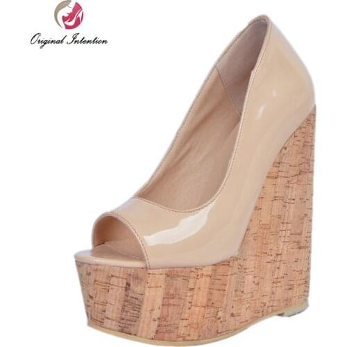 Original Intention New Fashion Women Sandals Platform Peep Toe Wedges Sandals Stylish Nude Shoes Woman Plus US Size 4-15