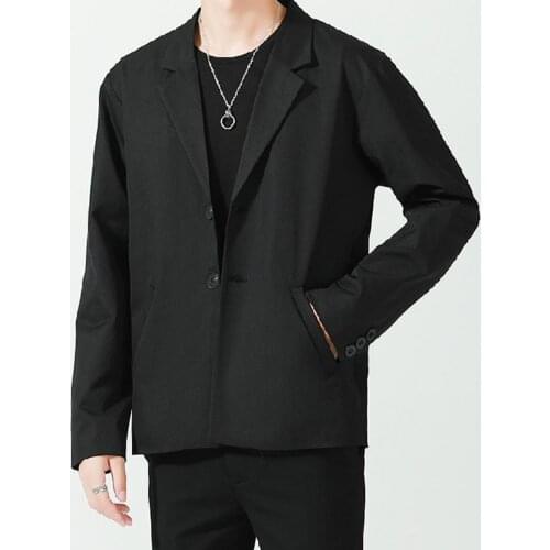 Summer Casual Men Blazer Single-breasted Skin-friendly Solid Color Loose Summer Lapel Buttons Comfortable Coat Pockets Jacket