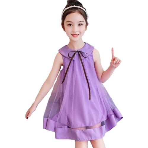 Dresses For Girls Mesh Party Dress For Kids Girl Ribbons Kids Dress Summer Clothes Girl 6 8 10 12 14