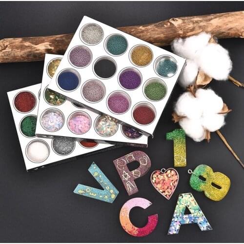 12 bottles/set Mini Bubble Ball Beads Colorful Sequin Glitter Beads Resin Filling For Jewelry Making DIY 3D Nail Art Decorations