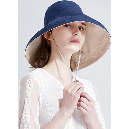 Tartan Legend Hat Female Sun Protection Sun Hat Fishermans Hat Beach Hat Foldable Double Side Color Matching Sun Hat