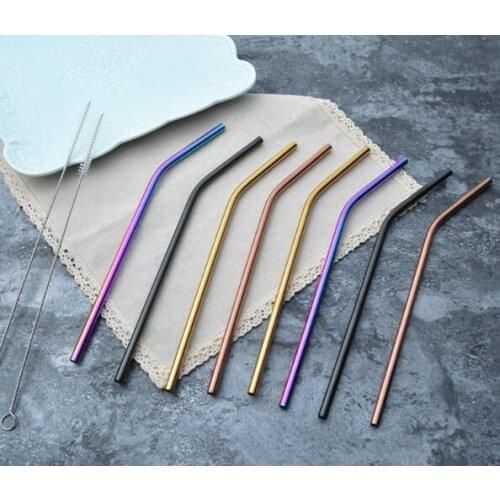 100pcs Rainbow Color Stainless Steel Drinking Straws For Cups Mugs Durable Reusable Bar Drink Accessories SL4648